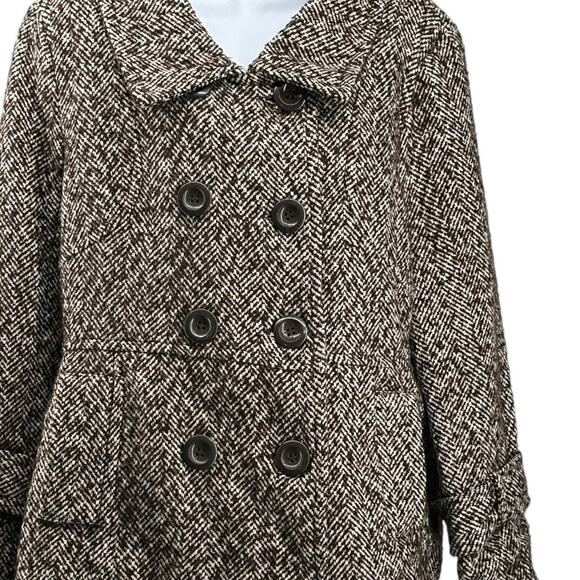 Vintage Last Kiss Tweed Dark Academia Pea Coat Jacket Plus Size 1X 90s - Picture 2 of 7